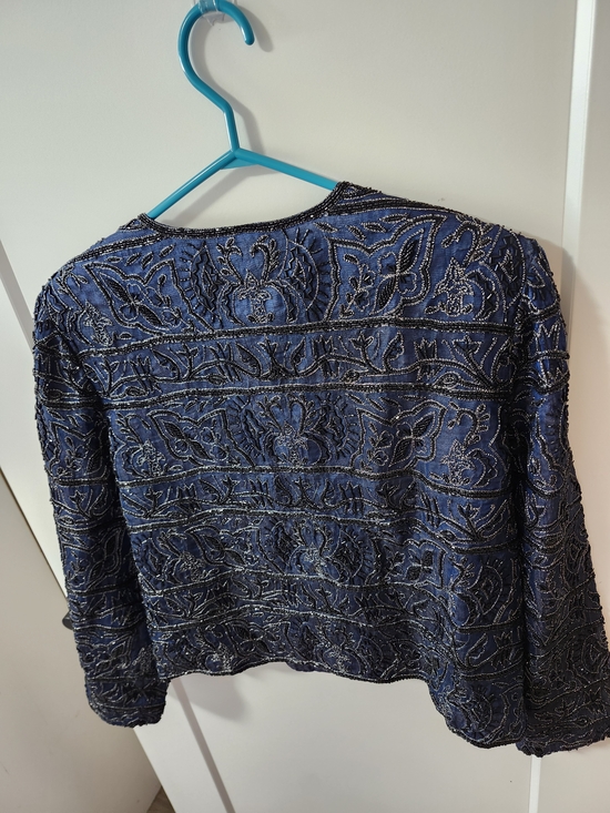 Adrianna Papell Beaded Navy Evening  Jacket - Picture 9 of 15